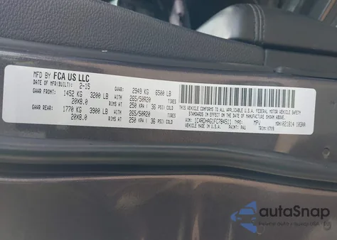 2015 Dodge Durango Sxt из США, поврежденный, VIN 1C4RDHAG1FC784511